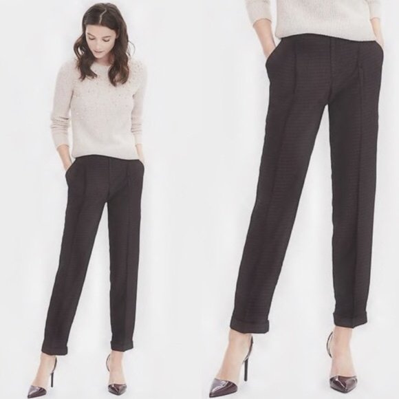 Banana Republic Pants - Banana Republic Avery Navy Blue Single Pleat Shine Trousers Size 6